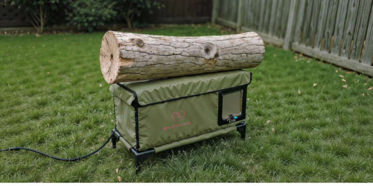 „Nordwind“ Beheiztes Outdoor-Katzenhaus Camouflage | Groß