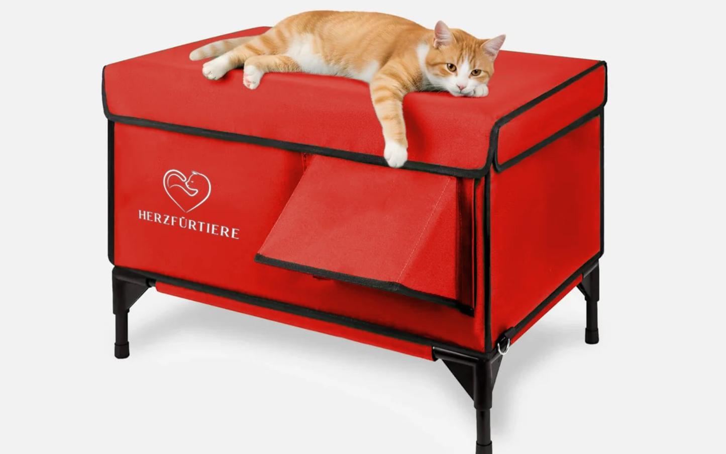 Beheiztes Katzenhaus „Kuschel-Oase Südwind“ – Warm, sicher & wetterfest | Rot