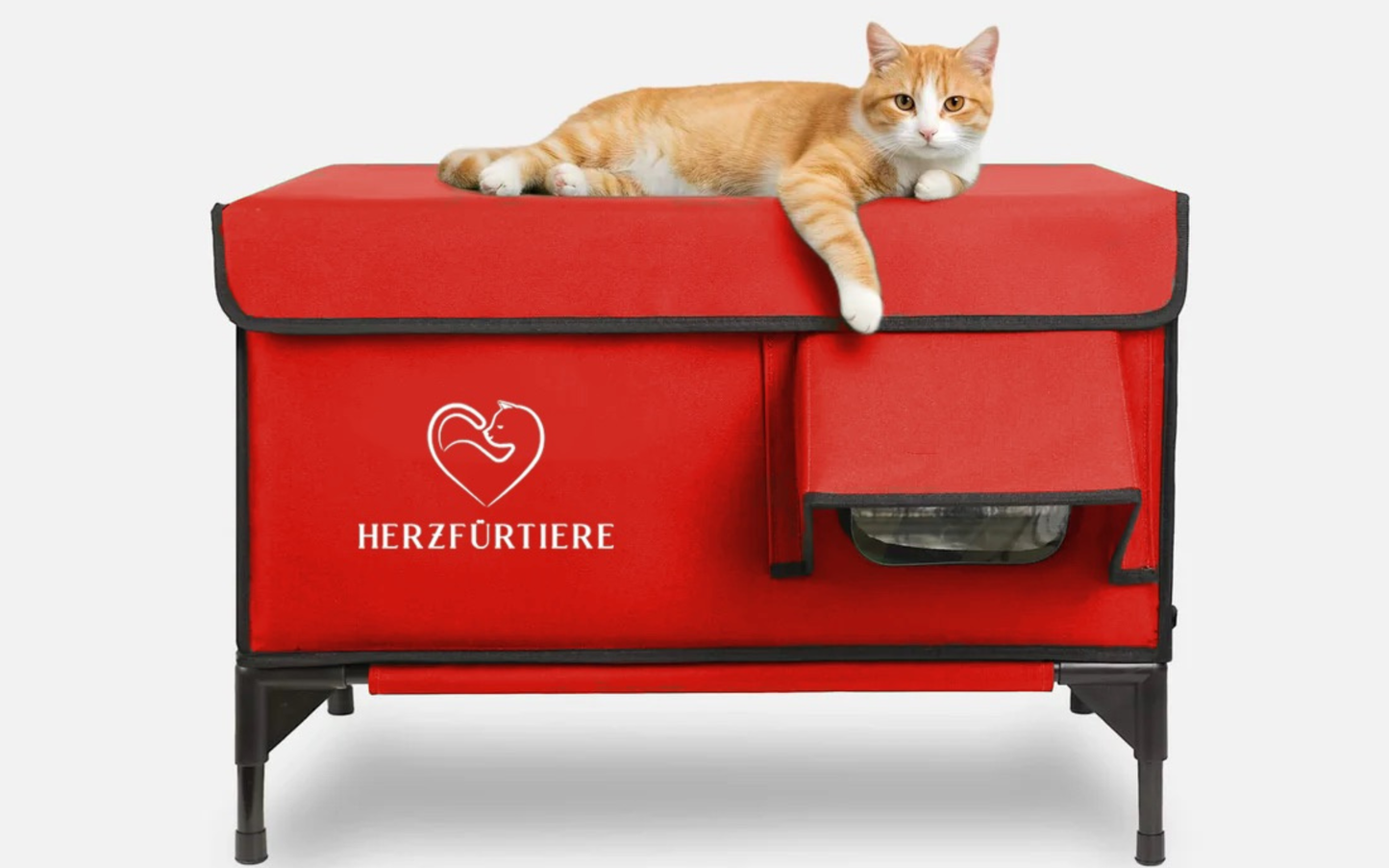 Beheiztes Katzenhaus „Kuschel-Oase Südwind“ – Warm, sicher & wetterfest | Rot