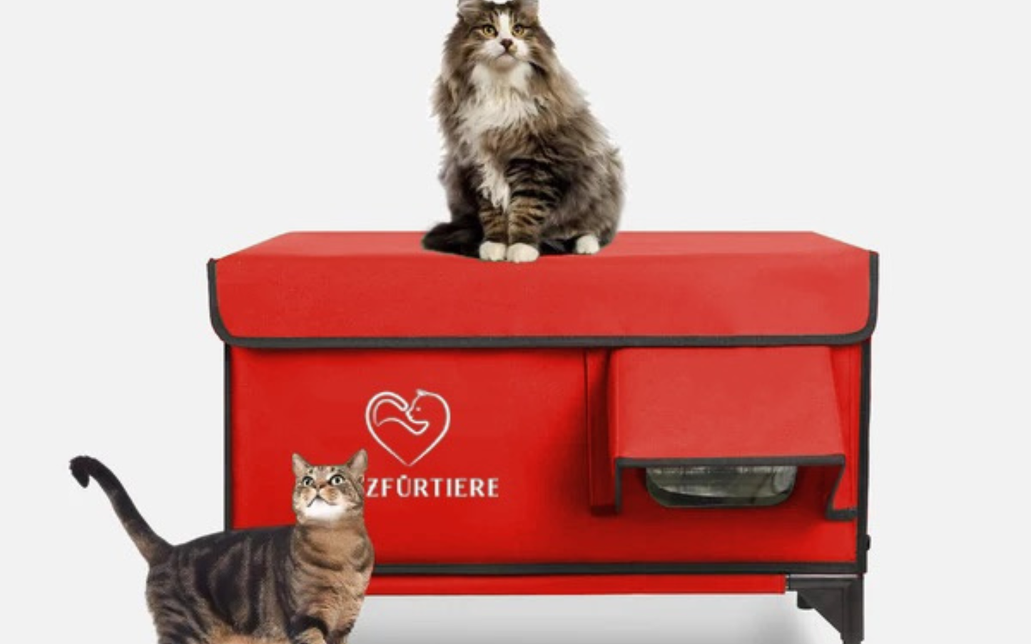 Beheiztes Katzenhaus „Kuschel-Oase Südwind“ – Warm, sicher & wetterfest | Rot