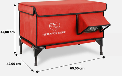 Beheiztes Katzenhaus „Kuschel-Oase Südwind“ – Warm, sicher & wetterfest | Rot