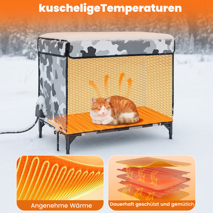 Beheiztes Katzenhaus „Kuschel-Oase Südwind“ – Warm, sicher & wetterfest | Camo