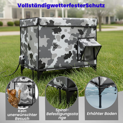 Beheiztes Katzenhaus „Kuschel-Oase Südwind“ – Warm, sicher & wetterfest | Camo