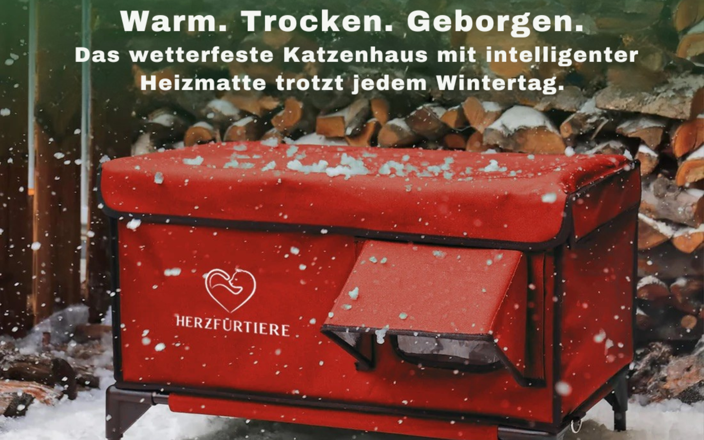 Beheiztes Katzenhaus „Kuschel-Oase Südwind“ – Warm, sicher & wetterfest | Rot