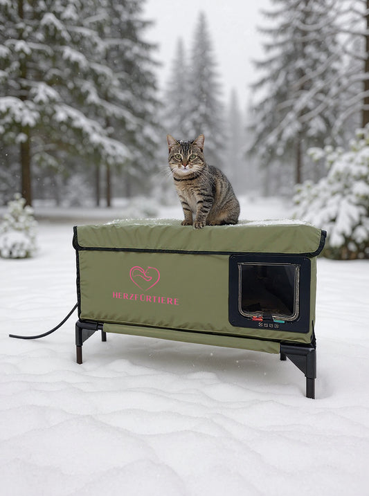 „Nordwind“ Beheiztes Outdoor-Katzenhaus Camouflage | Groß