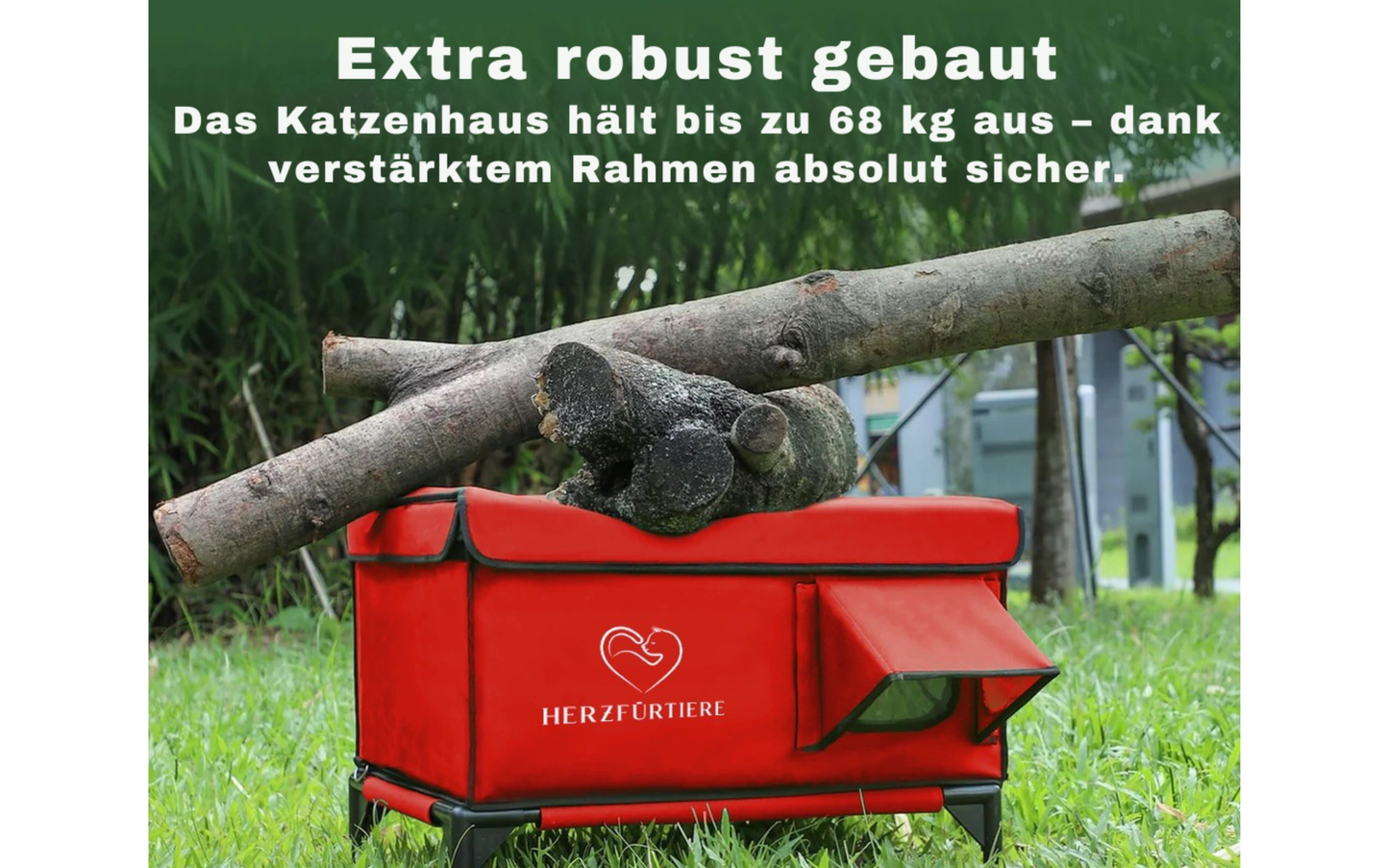 Beheiztes Katzenhaus „Kuschel-Oase Südwind“ – Warm, sicher & wetterfest | Rot