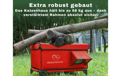 Beheiztes Katzenhaus „Kuschel-Oase Südwind“ – Warm, sicher & wetterfest | Rot
