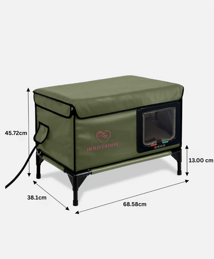 „Nordwind“ Beheiztes Outdoor-Katzenhaus Camouflage | Groß