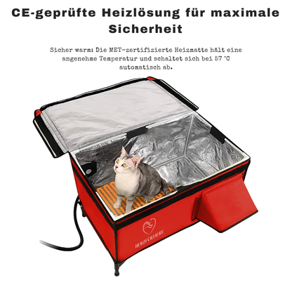 Beheiztes Katzenhaus „Kuschel-Oase Südwind“ – Warm, sicher & wetterfest | Rot