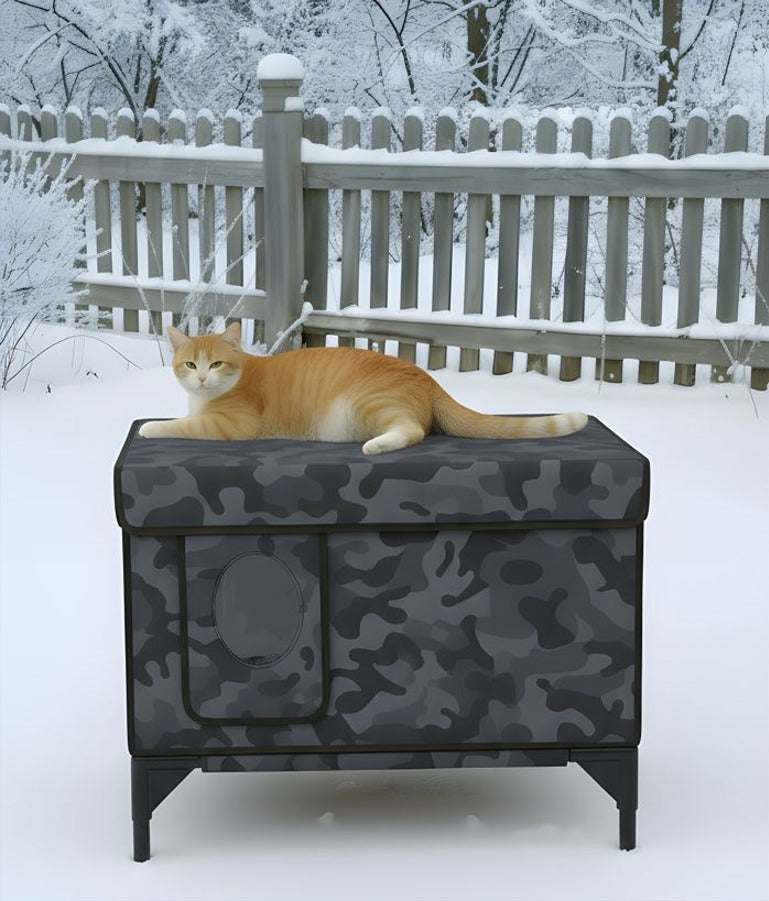 Beheiztes Katzenhaus „Kuschel-Oase Südwind“ – Warm, sicher & wetterfest | Camo