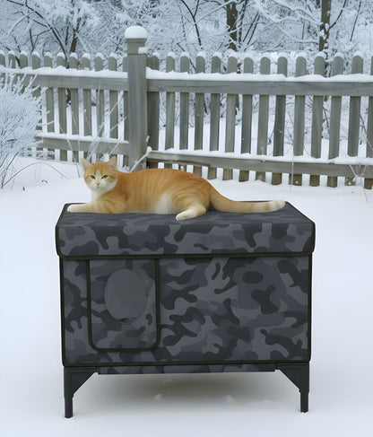 Beheiztes Katzenhaus „Kuschel-Oase Südwind“ – Warm, sicher & wetterfest | Camo